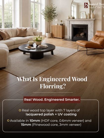 What exactly is engineered wood flooring? It’s real wood, but engineered to be smarter. The top layer is genuine wood with a seven-layer lacquered polish and UV coating for protection. Underneath, a stable core provides strength. We offer it in 10mm and 15mm thickness options to suit different needs.