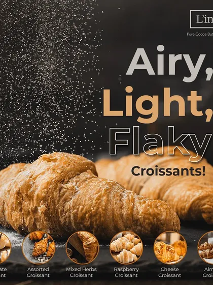 Our croissants are a true obsession, and we love giving you options. From classic Butter and Almond to savoury Cheese and sweet Raspberry, each variety is handcrafted daily to ensure that perfect flaky, airy, and buttery bite.