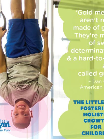 Hanging from the rings is a challenging activity that builds incredible upper body strength and endurance. We believe that developing this kind of physical 'guts' and determination is as important as any medal.