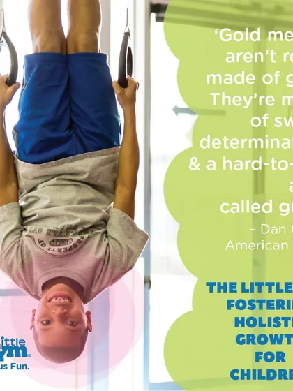 Hanging from the rings is a challenging activity that builds incredible upper body strength and endurance. We believe that developing this kind of physical 'guts' and determination is as important as any medal.