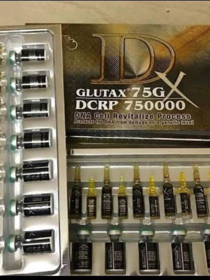 The Glutax 75G DCRP kit, a premium product for skin whitening and revitalization procedures. We source and supply a variety of Glutathione injectables to meet the specific needs of your aesthetic clinic.