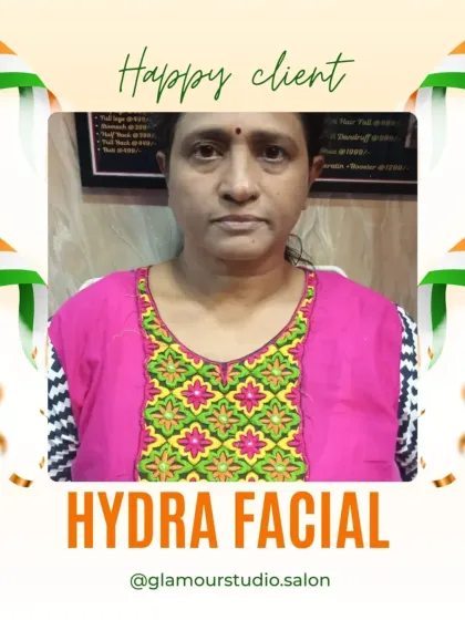 A happy client after her Hydra Facial. Her clear skin and pleased expression are the results we aim for with every treatment.