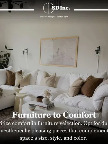 A tip for decorating your apartment: prioritize comfort in furniture selection. Opt for pieces that are both durable and aesthetically pleasing, complementing the room's style and color.