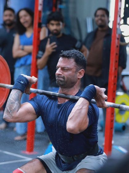 Our head coach in the zone during The Bengaluru Throwdown, demonstrating the intensity and technique we instill in our athletes.