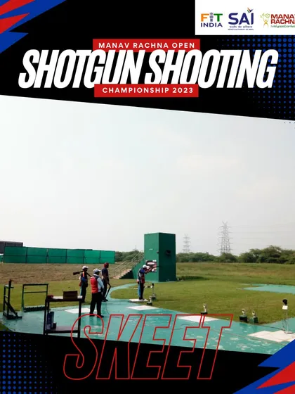 A wide shot of the Skeet competition, showcasing the professional setup of the events we host to promote shotgun shooting.