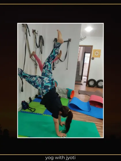 Building strength and control with a twisted handstand variation against the wall. This improves core engagement and shoulder stability.