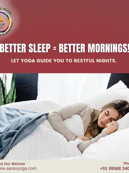"Better Sleep = Better Mornings!" This image of a woman sleeping peacefully reinforces our message that yoga can guide you to restful nights.
