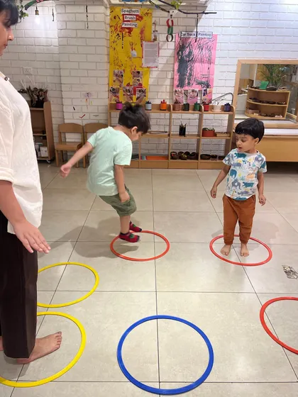 Our Movement Exploration program uses obstacle courses, rings, and music to build skills. Children develop coordination, teamwork, and imagination as they jump, balance, and follow rhythms, learning to control their bodies in space.