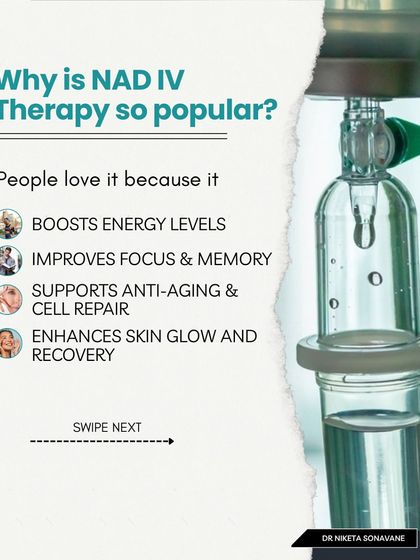 Why is NAD+ IV Therapy so popular? People love it because it boosts energy levels, improves focus and memory, supports anti-aging and cell repair, and enhances skin glow and recovery.