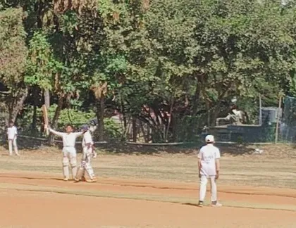 A shot from the field during Arnav's double century innings in a U14 practice match.
