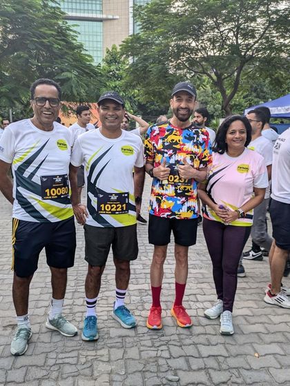 Runners from different groups mingling after the race. Our events are a great place to network and meet fellow fitness enthusiasts.