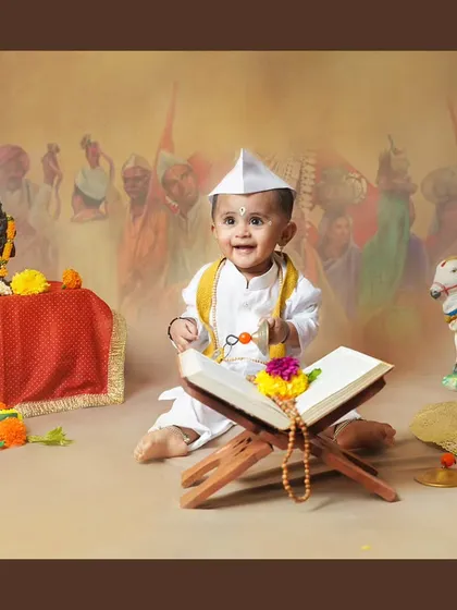 A baby's first Ashadhi Ekadashi shoot. Even the littlest ones can join in our cultural celebrations.