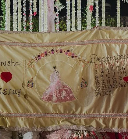 Your love story is unique, and your wedding rituals should be too. I hand-embroider these beautiful antarpats with your names, wedding date, and even a custom illustration of the bride, turning a sacred tradition into a personal heirloom.