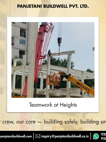 Teamwork at heights is the core of our success. Our crew works in coordination, using multiple cranes and lifts to build smart and build safely on the DLF Gurugram project.