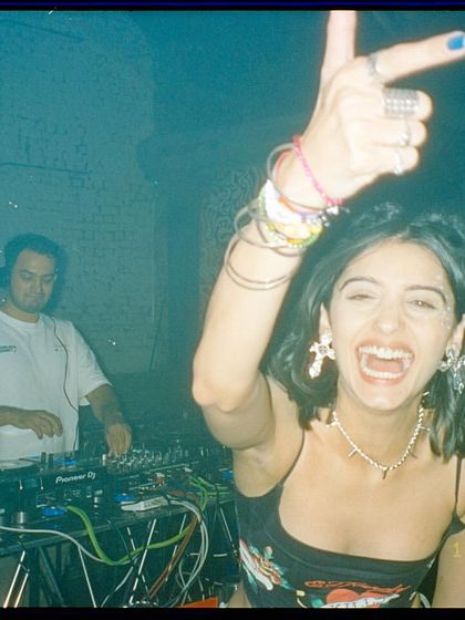 A joyful, high-energy film shot of me celebrating with the crowd. This picture is pure happiness and captures the community spirit of ParaDisco.