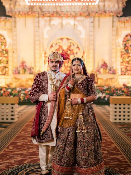 The happy couple, ready to start their new life together. Her bridal makeup is timeless, ensuring these photos will be cherished forever.