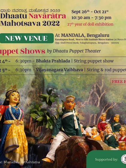 The schedule for our puppet shows during the Dhaatu Navaratra Mahotsava 2022, featuring 'Bhakta Prahlada' and 'Vijayanagara Vaibhava'.
