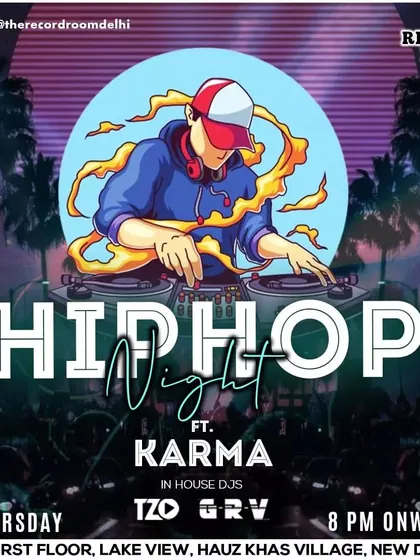 A dedicated hip hop night at The Record Room in Hauz Khas Village, another key spot for music lovers in Delhi.