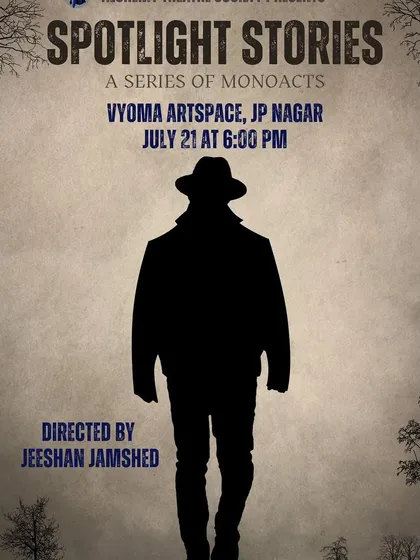 The poster for "Spotlight Stories," a series of diverse and captivating monoacts directed by Jeeshan Jamshed.