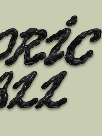 A detail shot of the morphing, 3D-style letterforms for "Euphoric Recall." This close-up highlights the glossy, latex-like texture and the fluid, dynamic shapes that define this experimental typographic style.