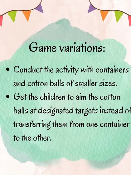 This graphic explains a sensory game using straws to transfer cotton balls. This activity improves hand-eye coordination and fine motor skills while teaching patience and collaboration.