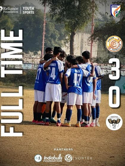 A decisive 3-0 victory. This full-time graphic celebrates a dominant performance by our team in the RF Youth Sports league.