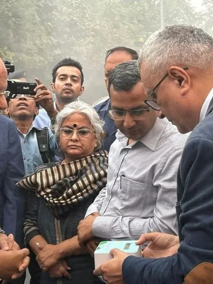 Here, my team and I are explaining the technical details of the misting system to the Hon'ble LG of Delhi and other officials during the inauguration. It was important for me to demonstrate the simplicity and effectiveness of the technology directly to key stakeholders.