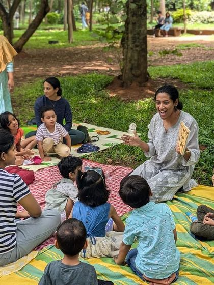 Close-ups of me interacting with the children, asking questions and encouraging them to share their thoughts on the story.