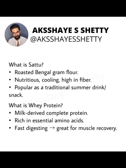 While sattu is a nutritious snack, it cannot replace whey protein for muscle building. Whey is a complete, protein-dominant source ideal for post-workout recovery, whereas sattu is a carbohydrate-dominant food with some protein.