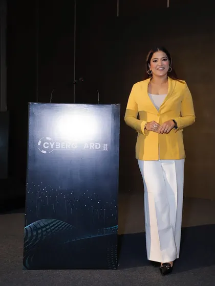 Standing by the branded podium at the Cyberguard Summit. I ensure your brand is front and center, representing it with professionalism.
