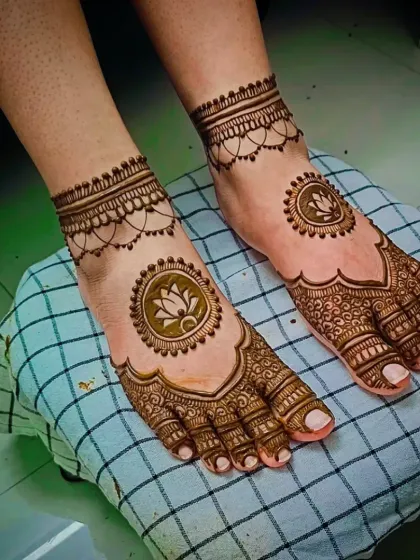 A clear view of the lotus mandala design for feet. This is a great option for someone who wants a beautiful but less heavy design.