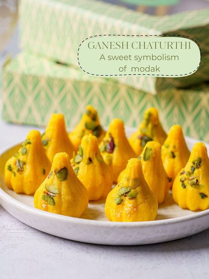 The sweet symbolism of the modak is central to Ganesh Chaturthi. I craft these traditional Kesar Modaks, garnished with pistachio, to honor the festival with purity and authentic taste.