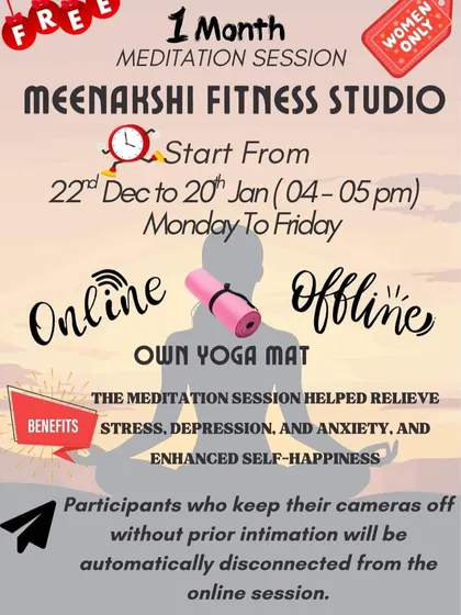 This is a poster for a free one-month meditation session I offered. These sessions are designed to help relieve stress, depression, and anxiety, and are open to all women, both online and offline.