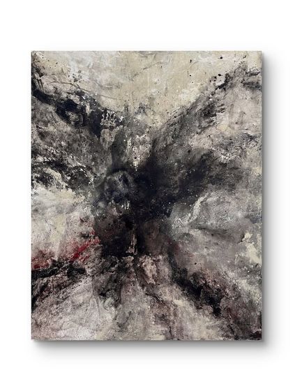 A mockup showing how the 'Last dream of the Hangmn' painting looks on a canvas. This helps visualize the final product and its sharp, clean edges.