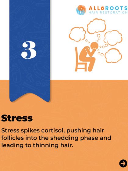 Stress spikes cortisol levels in the body. This hormonal surge can push hair follicles prematurely into the shedding phase, which is a direct cause of thinning hair.
