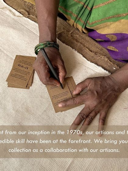 'Songs of a Vintage Spring' is our debut saree collection with the label Dhi. It is a celebration of sustainable craft, using 70+ year old teak blocks from our archive to create wearable art that tells a story of Bangalore's seasons.