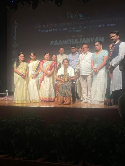 On stage at Reva University after being invited as the chief guest for their 'Paanchajanyam' event. It is always a pleasure to support student initiatives in performing arts.