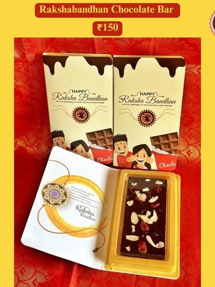 A special Rakshabandhan Chocolate Bar, paired with a beautiful rakhi. It's a simple, sweet, and complete gift for your sibling.