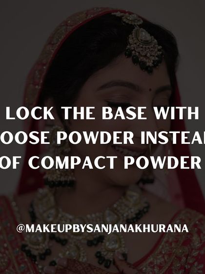To make your makeup last all day, always lock your base with a loose powder. It sets the makeup without adding texture or weight, unlike some compact powders.