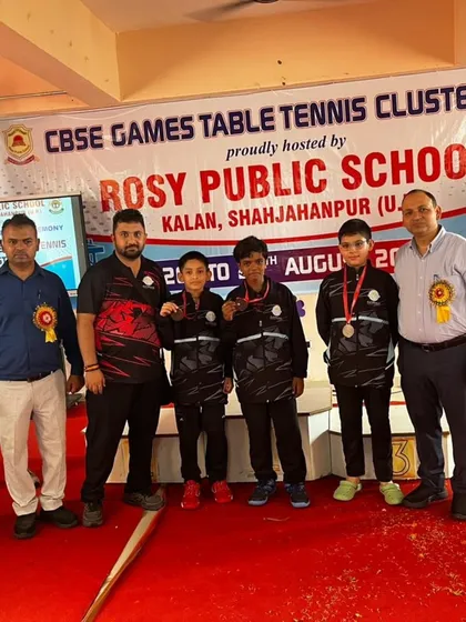 Our U-14 boys' team with their bronze medals at the CBSE Cluster Championship, a proud achievement for our young players.