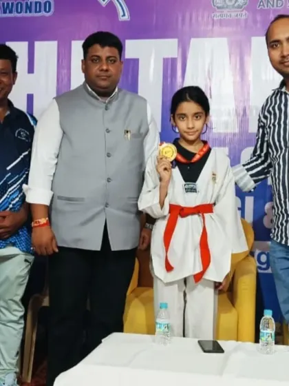 A proud moment for me as a coach. Here is my champion, Naysha Sharma, after winning the gold medal at the sub-junior state taekwondo championship. She is now selected for the Nationals.