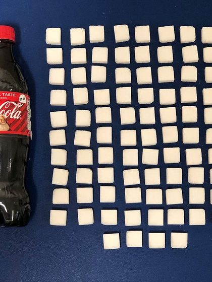Would you eat this many sugar cubes in one sitting? Probably not. But it's easy to drink them when they're dissolved in a bottle of soda. This is how junk foods bypass our natural satiety signals, leading to excessive sugar consumption.