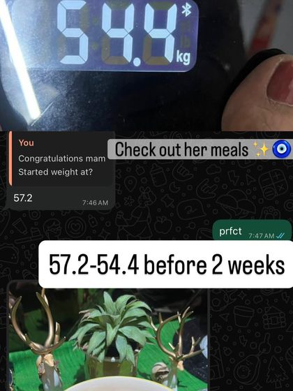 From 57.2 kg to 54.4 kg in less than 2 weeks. This client's progress shows how quickly the body can respond to a well-structured diet plan.