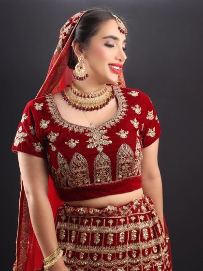 The joy of a bride seeing her complete look. Her smile says it all! This was a beautiful moment with my international client who embraced the full Indian bridal experience.