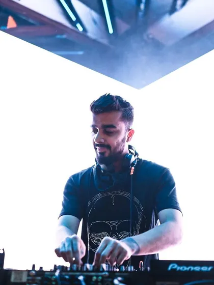 A clean, bright shot of me at the console. Sometimes the simplest setups allow the music to shine the most.