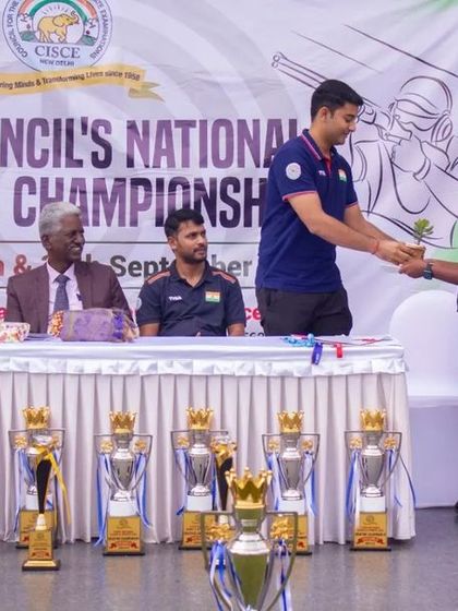 An awards ceremony at the CISCE Council's National Shooting Championship. We take pride in recognizing the hard work of all young athletes.