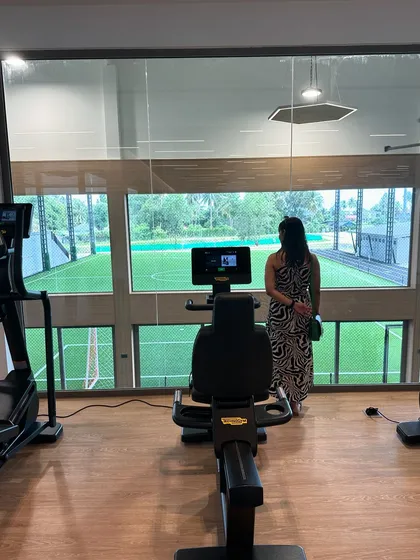 The gym facilities at Maraleina Sports Resort offer a perfect view of the training grounds.
