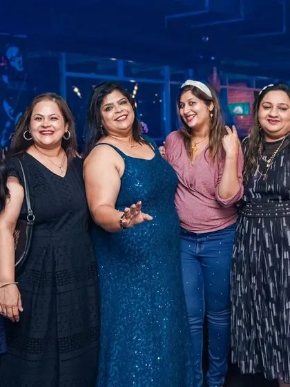 A group of ladies dressed up and ready to party. My pub is the perfect destination for a girls' night out.