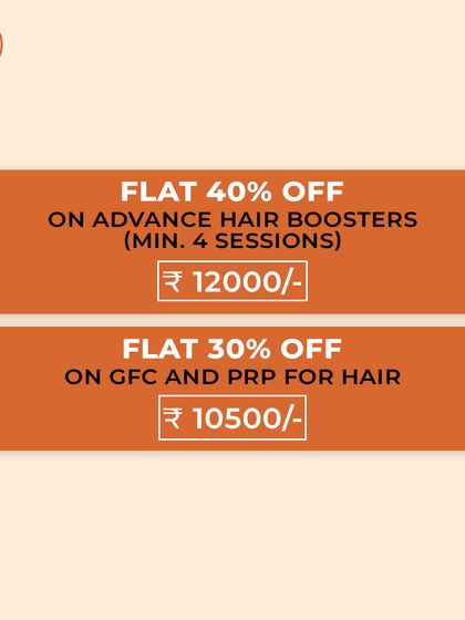 We offer special packages for our most popular hair restoration treatments. This includes flat discounts on our Advanced Hair Boosters and GFC/PRP for hair, making consistent treatment more accessible.