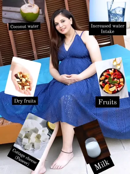 A healthy pregnancy starts with the right nutrition. This image shows some of the simple, nutrient-dense foods I included in my own daily diet, like fresh fruits, paneer, and dry fruits, to ensure both my baby and I were healthy.
